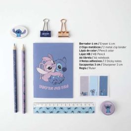 Cerdá Set de Papelería Escolar Completo Stitch Azul, Ideal para Niños de 3 a 12 Años