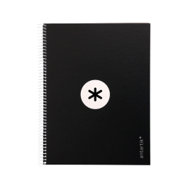 Antartik Cuaderno espiral A4 micro tapa forrada 80 hojas 90 gr horizontal negro
