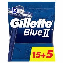 Gillette BLUE II Cuchillas de Afeitar Desechables con Doble Hoja y Lubrastrip para Afeitado Suave - Pack de 20 Unidades