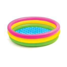 Piscina hinchable 3 aros colores con suelo hinchable (capacidad 131 litros) (+ 2 años)114x25 cm - modelos surtidos
