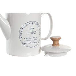 DKD Home Decor Tetera Basicos de Gres Color Blanco con Capacidad de 1 Litro y Dimensiones de 12 x 16.5 x 22.5 cm, Peso Neto 0.75 kg