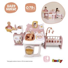 Smoby 7600220394 La Casa De Los Bebés Baby Nurse con 3 áreas: comedor, baño y dormitorio, plegable y con ruedas para transportar