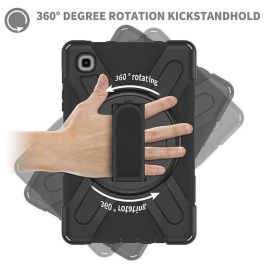 eSTUFF Funda Defender AUSTIN para Samsung Galaxy Tab A7 Lite, antigolpes, con correa de mano y hombro, soporte 360°, negra