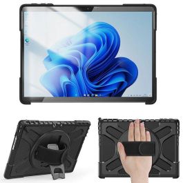 eSTUFF Funda ATLANTA Defender para Microsoft Surface Pro 11/10/9, Negra, Antigolpes, con Soporte Giratorio 360 y Correa de Mano