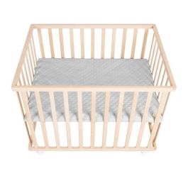 Roba Parque Infantil ROB1691002881237 - 75 x 100 cm - Gris - Colchoneta 'Roba Style' - Ruedas - Madera Natural