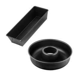 Zenker ZEN1700007748374 Juego de Moldes para Tartas y Savarín, Negro Metalizado, 30.5 x 11.5 cm y 28 cm
