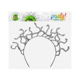 Diadema Plateada Rígida Con Serpientes Estilo Medusa para Disfraces y Carnaval