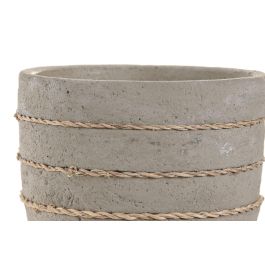 DKD Home Decor Vela Aromática Vainilla Gris Cemento y Cuerda Pack 6 Unidades 12 x 10 x 12 cm