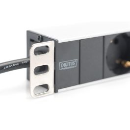 Digitus Regleta de Enchufes 8 Tomas de Tierra con Perfil de Aluminio, Cable 2m, 19" 1HE, Negro