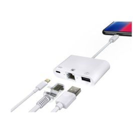 MicroConnect HUB Lightning 3 en 1 para iPhone/iPad con RJ45 y USB - Compatible iOS 10+