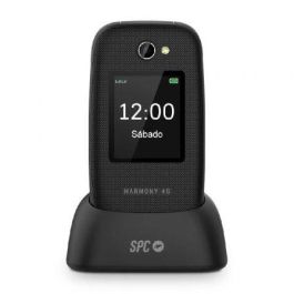SPC 2330N Teléfono Móvil Harmony 4G para Mayores con Tapa, Teclas Grandes, SOS, Compatible Audífonos, Doble Pantalla y Base de Carga Negro