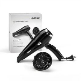 Babyliss D374E Secador de Pelo CordKeeper 2000, 2000W, Tecnología Cerámica Iónica, 2 Velocidades, 3 Temperaturas, Flujo de Aire 95 km/h, Negro
