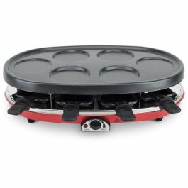 H.KOENIG RP418 Raclette para 8 personas, Plancha, Crepera y Parrilla - Rojo