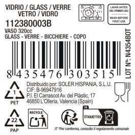 La Mediterranea Vaso 320Ml Tirso Lines Colección Tirso ø8.5x9.45 cm (48 Unidades)