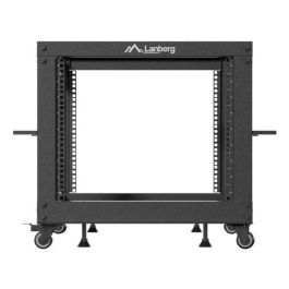 Lanberg Armario Rack Abierto 19" 9U Independiente para Servidores y Red 600kg Negro con Ruedas y Profundidad Ajustable