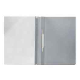 Q-connect Carpeta Dossier Fastener Plástico DIN A4 Gris PVC Transparente Opaca