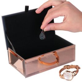 Home Deco Factory Joyero con Espejo Color Cobre para Tocador 16x9,5x5,5 cm