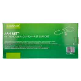 Q-connect Reposabrazos Ergonómico con Alfombrilla de Ratón y Apoyo de Muñeca Color Negro 220x140x480 mm