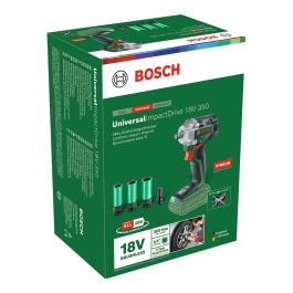 Bosch UniversalImpactDrive 18V-350, Destornillador de Impacto Profesional 1/2", Mango Pistola, Par Máx. 350 Nm, 3 Velocidades (0-3400 IPM), Verde, 4053423319958