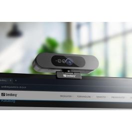 Sandberg Webcam Face-ID Full HD 1080P con Micrófono Estéreo y Reconocimiento Facial Windows Hello para Portátil