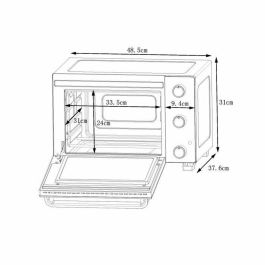 Continental Edison CEMF28B2 Mini Horno Eléctrico de Sobremesa 28 Litros Negro 1500W con Función Asador y Circulación Natural de Aire