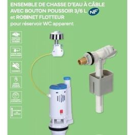Novobain NOV3047404180997 Kit de cisterna para inodoro con mecanismo y grifo, caudal 3/6L, altura regulable 250-510mm, accesorios