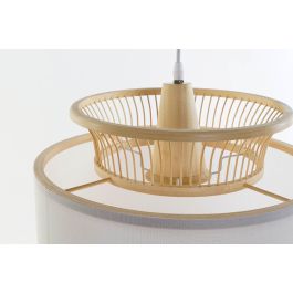 DKD Home Decor Lámpara de Techo Balines de Bambú y Poliéster Blanco Natural 40x40x52cm con Casquillo E27 50W