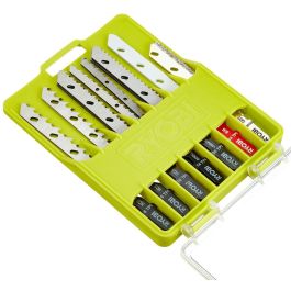 Ryobi Caja de 10 Hojas de Sierra de Calar Inalámbricas ONE+ para Madera, Laminado, Plástico, Metal, Diamante, Granito y Mosaico
