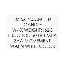 DKD Home Decor Vela LED con Movimiento de Cera para Navidad Alpina Blanca 15x15x15 cm (Funciona con 3 pilas AA)