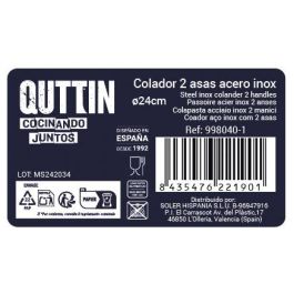 Quttin Colador de Acero con Asas, diámetro 24 cm (12 Unidades)