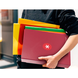 Antartik Carpeta 4 Anillas 40 mm Mixtas Antartik A4 Forrada Color Frambuesa