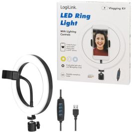 LogiLink Anillo de Luz para Smartphone DM 20cm con Cable de 1.8m