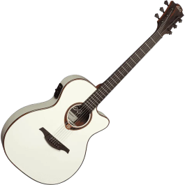 LAG Guitarra Acústica Auditorium Slim Cutaway Tramontane 118 A/E - Ivory White