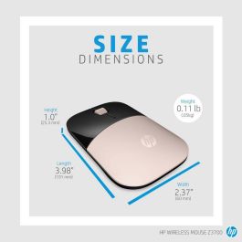 HP Ratón Inalámbrico Z3700 Negro Azul, Conexión USB 2.4 GHz, Batería de Larga Duración Hasta 16 Meses, Receptor Nano Incluido, Diseño Delgado y Portátil