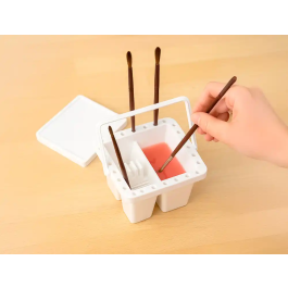Liderpapel Cubo Limpiador de Pinceles de Plástico con Asa Transportable 13x13x9 cm Utiles Manualidades