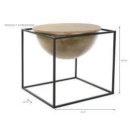 DKD Home Decor Mesita Auxiliar Loft de Metal y Madera, Negro y Marrón, 64x62.5x64 cm DKD Home Decor Mesita Auxiliar Loft de Metal y Madera, Negro y Marrón, 64x62.5x64 cm