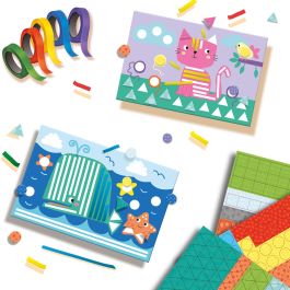 Ses Creative Aprendo a pegar y reconocer formas. Kit de manualidades con pegatinas, 5 rollos de cinta adhesiva y 24 cartas de animales