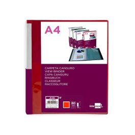 Carpeta Liderpapel 80 Fundas Canguro Pp Din A4 Rojo Translucido Portada Y Lomo Personalizable