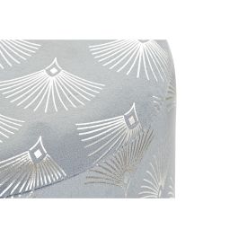 DKD Home Decor Reposapiés Glam para Salón Dormitorio en Poliéster y Metal, Azul y Dorado, 35 cm Largo x 35 cm Ancho x 43 cm Alto