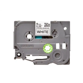 Brother TZe-S221 Cinta de Etiquetado con Adhesivo Fuerte, Negro sobre Blanco, 9mm