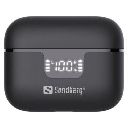 Sandberg Auriculares Inalámbricos ANC+ENC con Cancelación de Ruido Activa y Ambiental, Bluetooth, Estuche Pantalla LED Batería y Carga USB