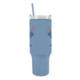 PYRAMID Vaso Termo Stitch Disney 1,2L Acero Inoxidable con Tapa, Pajita y Asa - Mantiene Temperatura +5h