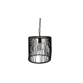 DKD Home Decor Lámpara de Techo Moderna Negra de Metal E27, 50W, para 1 Bombilla, con Plafón Metálico, Ancho 30 cm x Largo 30 cm x Alto 28 cm