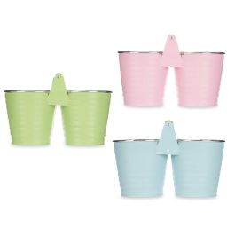 Ibergarden Macetero Doble Grande con Asas Zig Zag Filo Plata, Metal - Azul, Rosa, Verde, 26.5x17.5x13 cm (12 Unidades) Ibergarden Macetero Doble Grande con Asas Zig Zag Filo Plata, Metal - Azul, Rosa, Verde, 26.5x17.5x13 cm (12 Unidades)