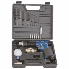 Scheppach Taladro Neumático 3/8'' Reversible con Mandril 1-10mm | Presión 6.3 Bar | Incluye 10 Brocas, Puntas y Accesorios en Maleta Termoformada