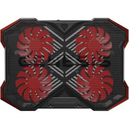 GENESIS Oxid 260 Base Refrigeradora para portátiles hasta 17.3" con 4 ventiladores, 8 Ángulos Ajustables, Gaming Negro/Rojo