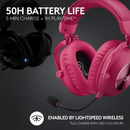 Logitech PRO X 2 Lightspeed WRLS Auriculares Inalámbricos Gaming Sonido Envolvente Rosa