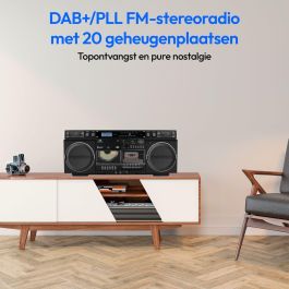 Medion MED4061275229943 Radio Ghetto Blaster FM DAB+ Vintage - CD/Casete/USB/MP3 - 2 x 10 W RMS - Negro