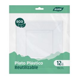 Set de 12 platos cuadrados de plástico ecológico Algon 18 cm (24 Cajas) Set de 12 platos cuadrados de plástico ecológico Algon 18 cm (24 Cajas)