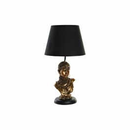 DKD Home Decor Lámpara Sobremesa Colonial Africana Dorada y Negra, E27, 50W, Pantalla Poliéster, 58 cm Alto, Base 31x31 cm